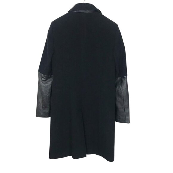 Diane Von Furstenberg Sterling Wool-Cashmere CoatWith Leather Details Size 8 - Picture 6 of 10